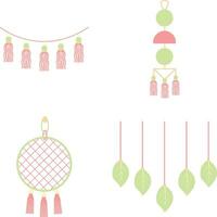 DIY Wall Hanging Decoration. In Boho Style. Macrame. Isolated Vector