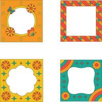 Collection of Retro Pop Frame with Seamless Design. Isolated On White Background. Vector Illustration