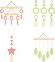 DIY Wall Hanging Decoration. In Boho Style. Macrame. Isolated Vector