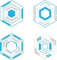 Hexagon Futuristic HUD Vector Icon Collection. Isolated On White Background