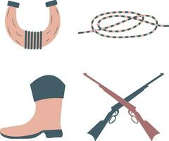 Wild West Element Collection. In Old Boho Style. Vector Illustration