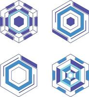 Futuristic Hexagon Hud Frame Set. Simple Pattern. Isolated Vector