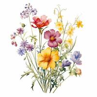 mix flower art illustration on white background photo