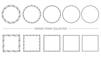 Round And Square Decorative Vintage Frame Set Isolated On A White Background. Vector Illustration.