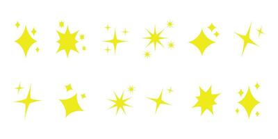 yellow sparkling star icon collection vector