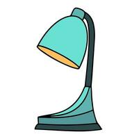Desk lamp colored outline. Hand drawn table lamp in doodle style isolated on white background. Vector illustration.