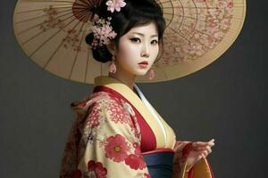 Portraits of fashionable beautiful women in traditional clothes photo