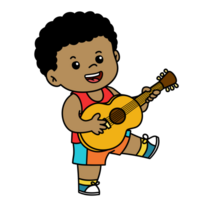 Cartoon Kids Playing Guitar Boy png