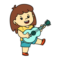 Cartoon Kids Playing Guitar Girl png