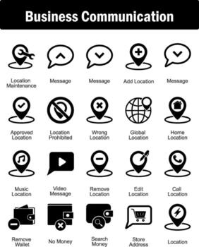 A set of 20 business icons as location maintenance, message, add location vector