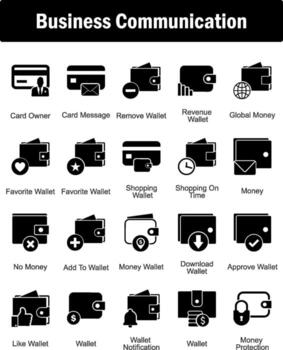 A set of 20 business icons as card owner, card message, remove wallet vector