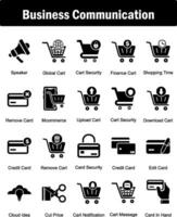 A set of 20 business icons as speaker, global cart, cart security vector