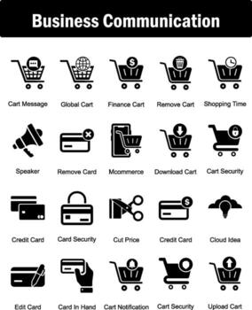 A set of 20 business icons as cart message, global cart, finance cart vector