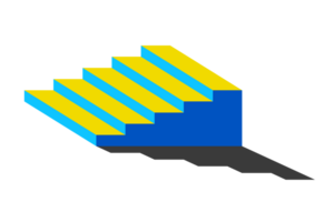 3d isometirc scala 5 passaggi retrò colore con ombra per attività commerciale e Lavorando processi concetto. grafico risorsa per copia spazio. illustrazione astratto trasparente sfondo. png