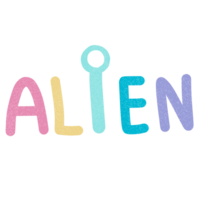 Alien cute word png