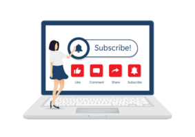 Subscribe button for newsletter Reminder push notification concept. png