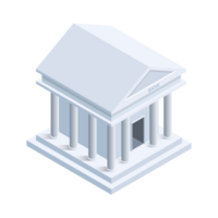 Bank building isometric icon png