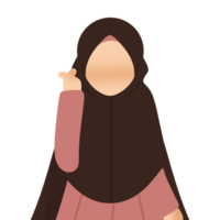 Illustration of Muslimah giving the finger of love png