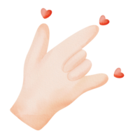 Watercolor Hand Drawn Finger Heart png