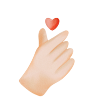 Watercolor Hand Drawn Finger Heart png