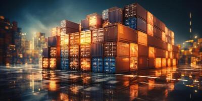 Logistics and transportation, Network distribution of Container Cargo. photo