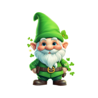 st patrick s journée gnomes avec trèfles sur transparent Contexte généré avec ai png