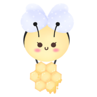 little bee holding a honeycomb png