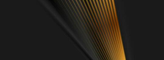 Abstract background with black smooth stripes and bronze lines vector