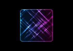 Blue purple glowing neon square abstract tech background vector