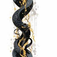 Black snakes.Seamless magical fantasy pattern with snakes and dragons.Scales. photo