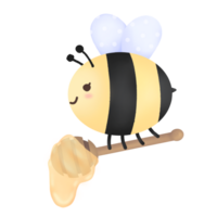 Honey bee holding a honey dripper png