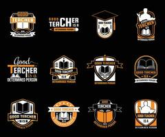 Teacher t shirt design mega bundle set with creative teacher day motivation quote and vector shape