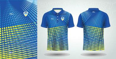 blue yellow polo sport shirt sublimation jersey template design mockup vector