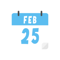 February 25th calendar icon on transparent background png