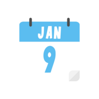 january 9th calendar icon on transparent background png