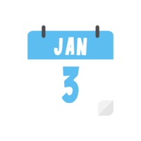 Januar 3 .. Kalender Symbol auf transparent Hintergrund png