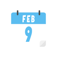 February 9th calendar icon on transparent background png