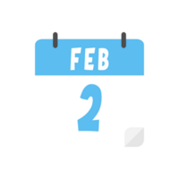 February 2nd calendar icon on transparent background png