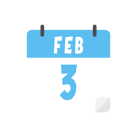 February 3rd calendar icon on transparent background png