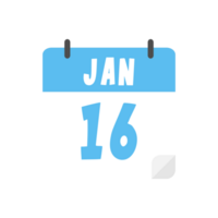 january 16th calendar icon on transparent background png