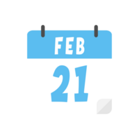 February 21th calendar icon on transparent background png