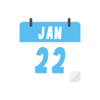 january 22th calendar icon on transparent background png