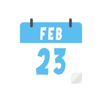 February 23th calendar icon on transparent background png