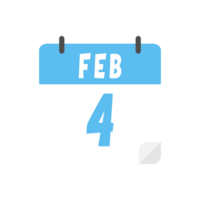 February 4th calendar icon on transparent background png