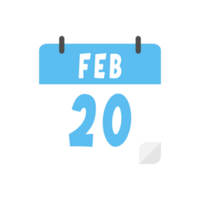 February 20th calendar icon on transparent background png