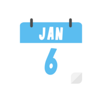 janvier 6e calendrier icône sur transparent Contexte png