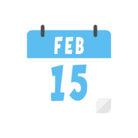 February 15th calendar icon on transparent background png