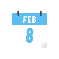 February 8th calendar icon on transparent background png