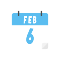 February 6th calendar icon on transparent background png