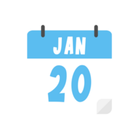 january 20th calendar icon on transparent background png